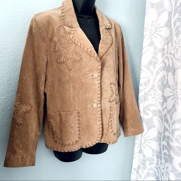 Coldwater Creek Tan Suede Jacket Size Large - Picture 6 of 15